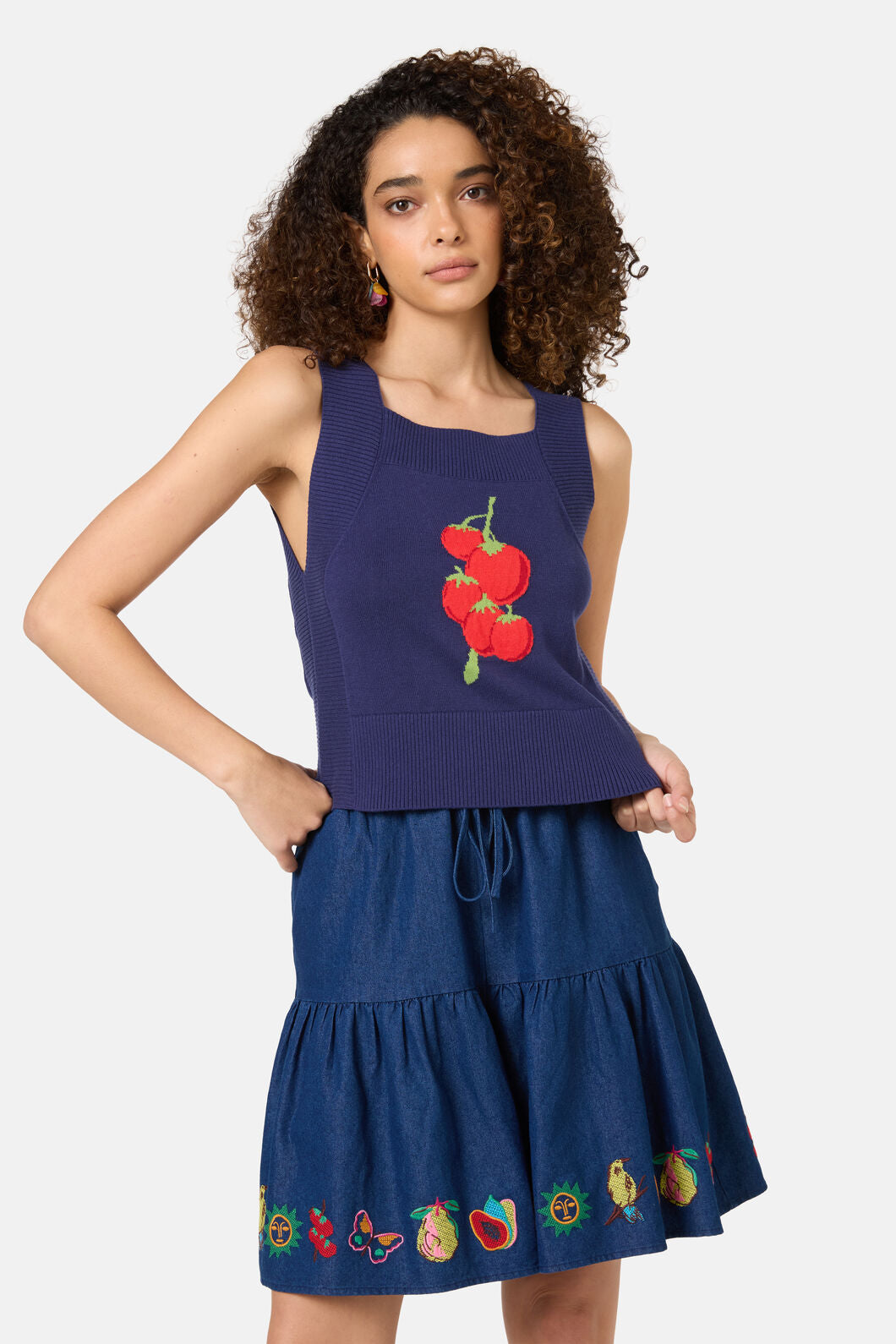 Gorman - Postcards Organic Knit Tank - navy