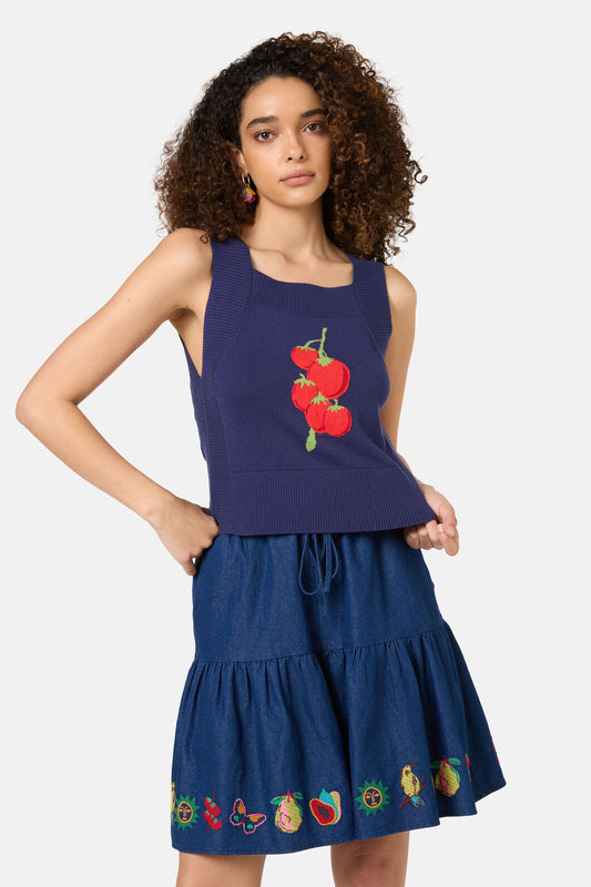 Gorman - Postcards Organic Knit Tank - navy