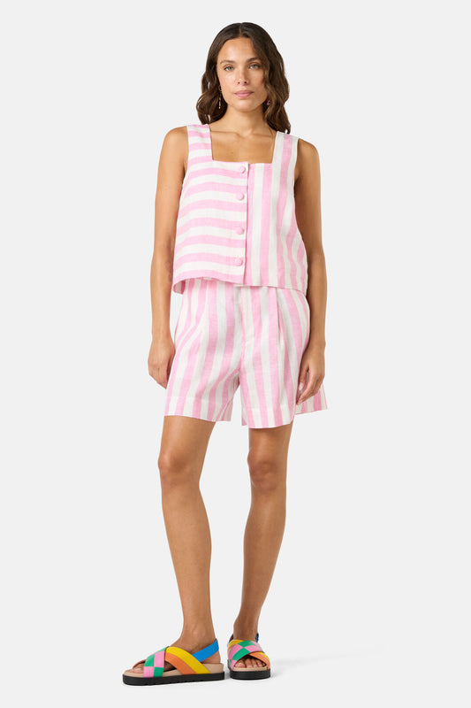 Gorman - Amara Stripe Linen Tank - pink