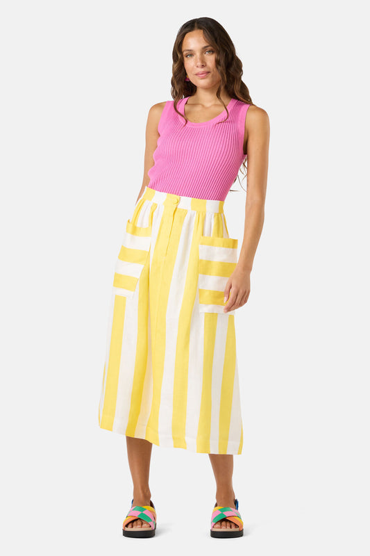 Gorman - Amara Stripe Linen Skirt - yellow