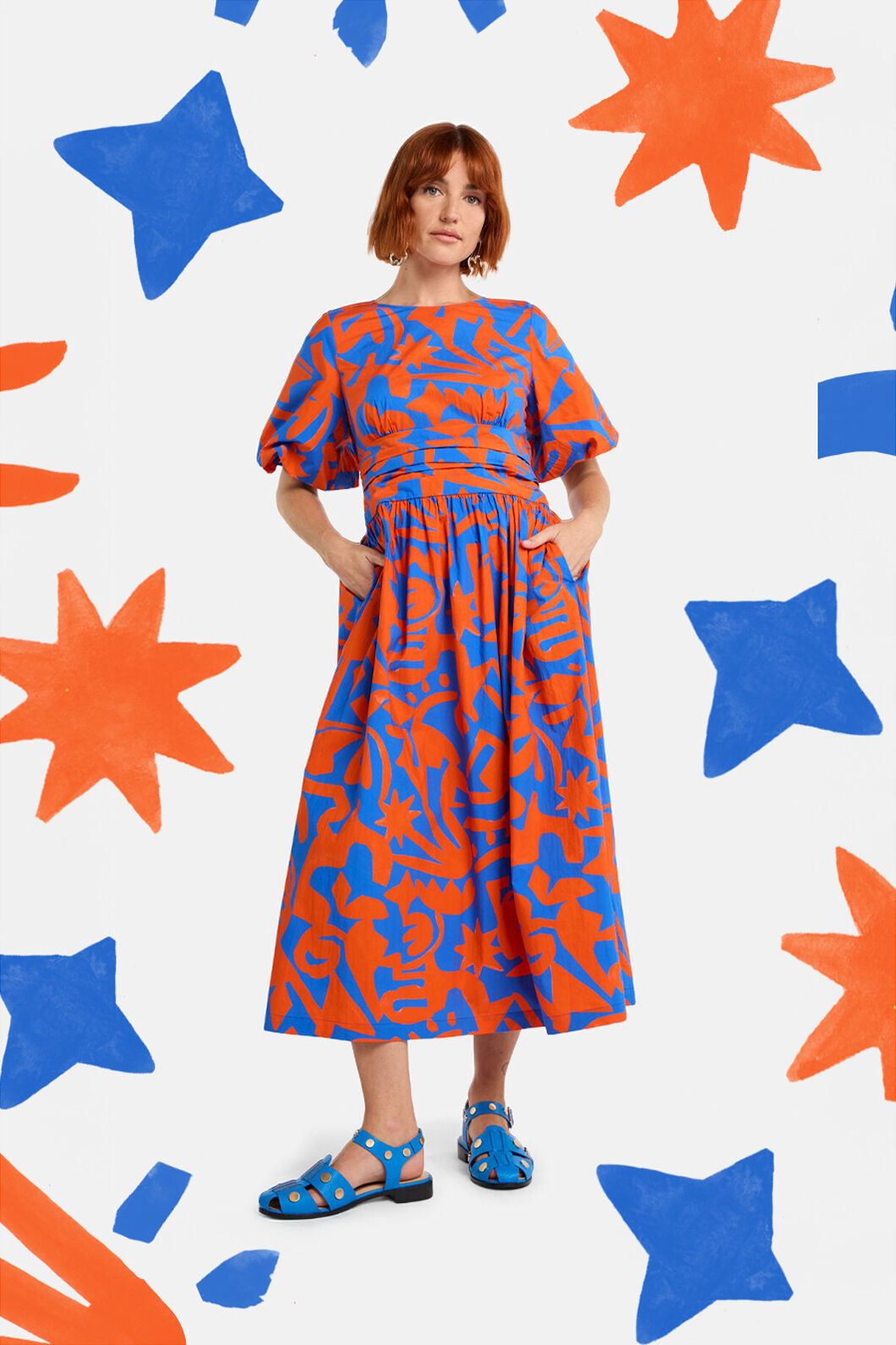 Gorman - FirecrackerPrintCttnMidiDress - print