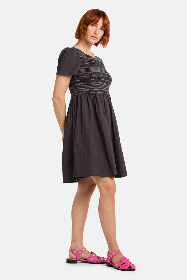 Gorman - Ready Check Shirring Dress - black