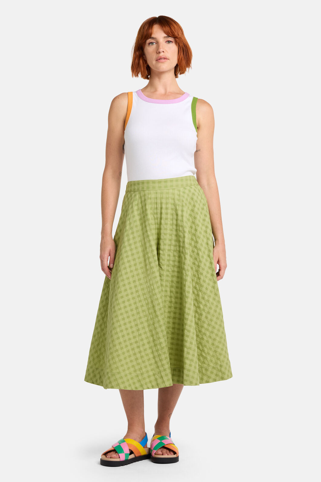 Gorman - Ready Check Cotton Culotte - green