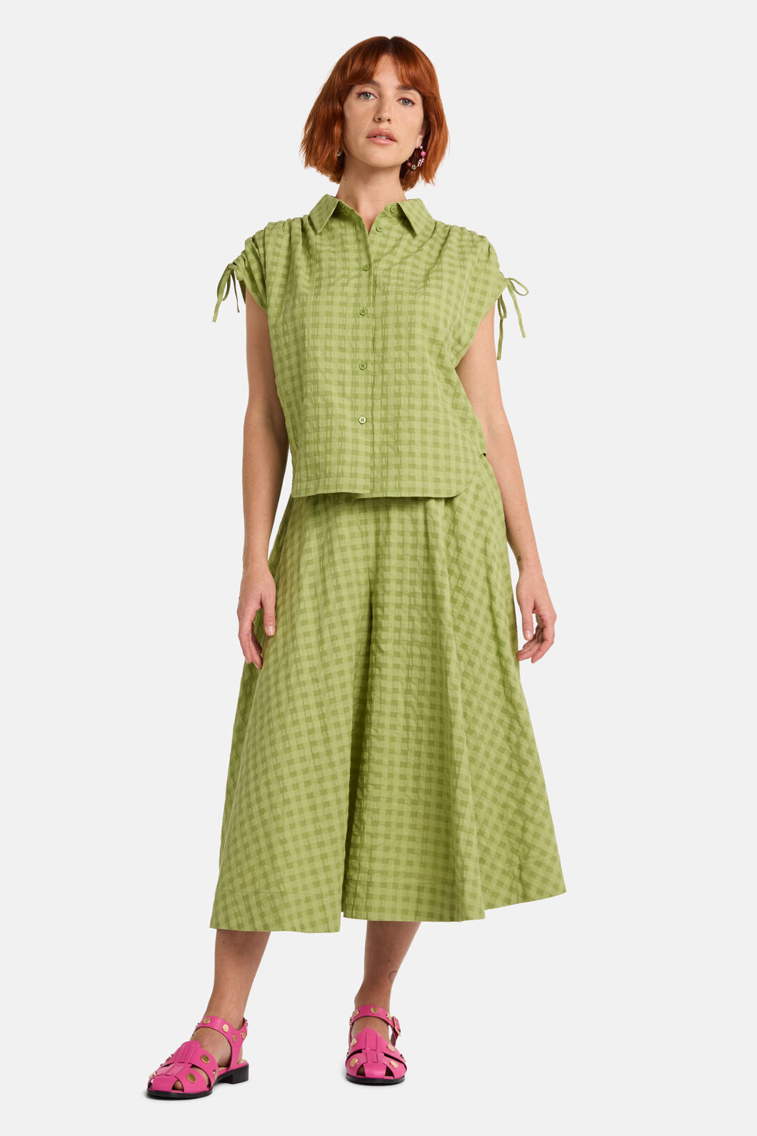 Gorman - Ready Check Cotton Culotte - green