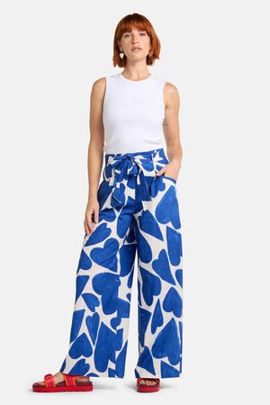 Gorman - Heartbeat Print Wide Pant - blue