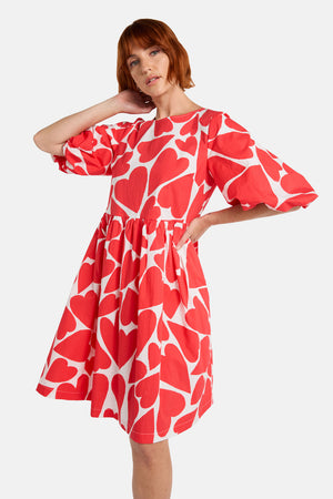 Gorman - Heartbeat Print Smock Dress - red