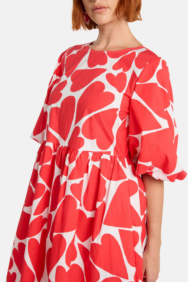 Gorman - Heartbeat Print Smock Dress - red