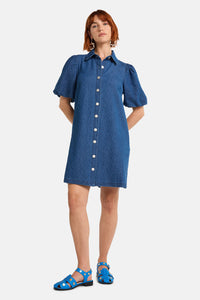 Gorman - Seersucker Denim Dress - mid-blue
