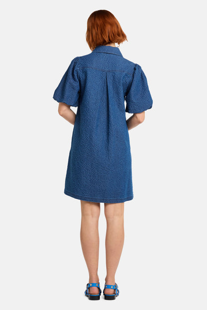 Gorman - Seersucker Denim Dress - mid-blue