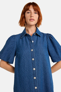 Gorman - Seersucker Denim Dress - mid-blue