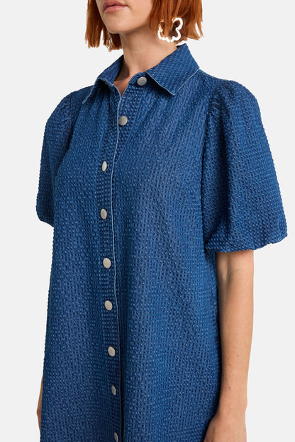 Gorman - Seersucker Denim Dress - mid-blue