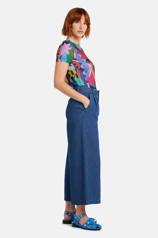 Gorman - Seersucker Denim Skort - mid-blue
