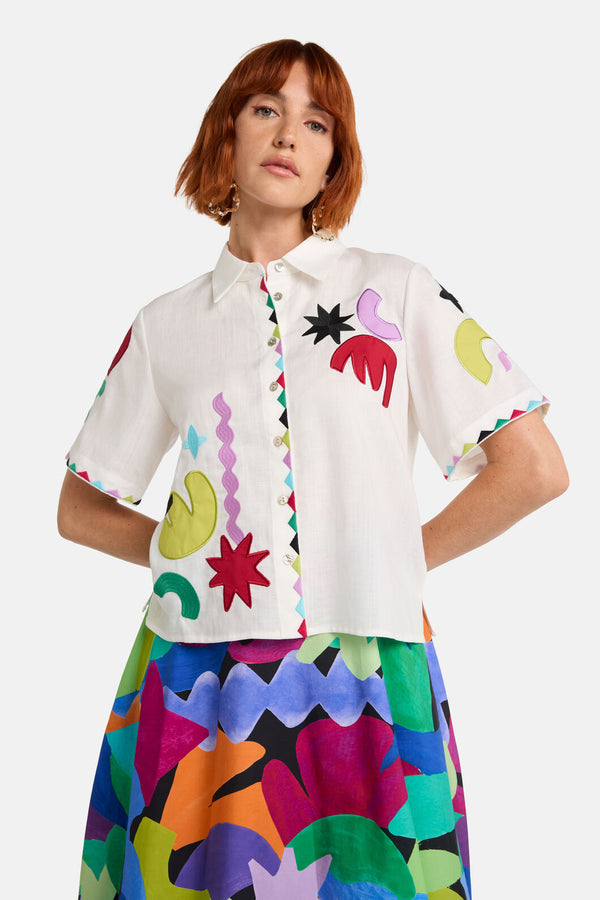 Gorman - Tangled Tropic Placement Shirt - white