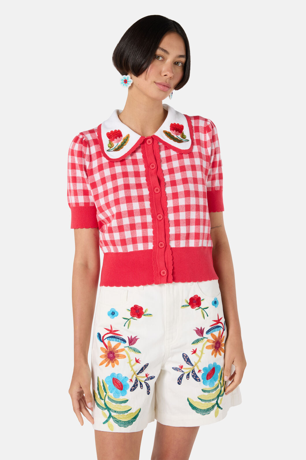 Gorman - Gingham Scallop Cardigan - check