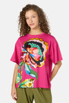 Gorman - Floral Symphony Placement Oversized Tee - fuschia