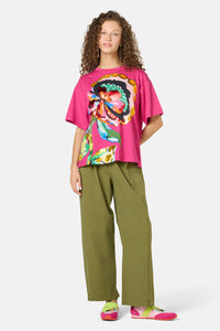 Gorman - Floral Symphony Placement Oversized Tee - fuschia