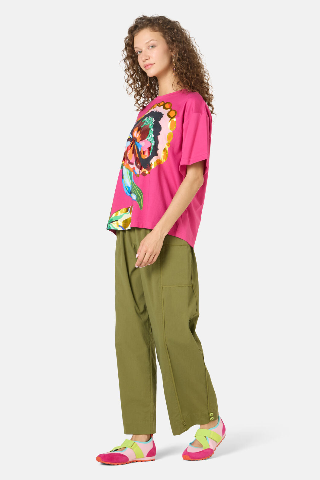 Gorman - Floral Symphony Placement Oversized Tee - fuschia