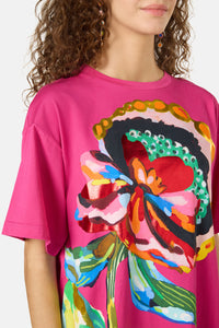 Gorman - Floral Symphony Placement Oversized Tee - fuschia