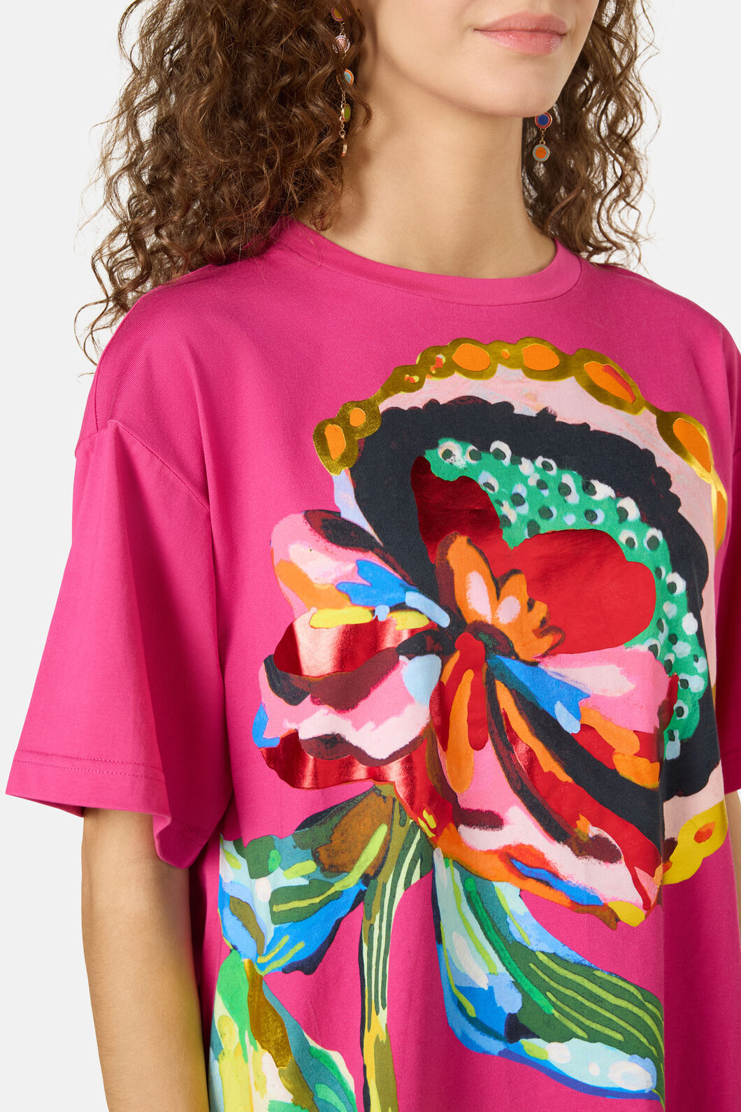 Gorman - Floral Symphony Placement Oversized Tee - fuschia