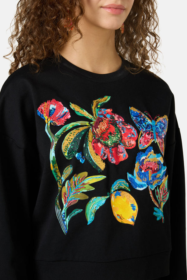 Gorman - Floral Symphony Emb Sweater - black