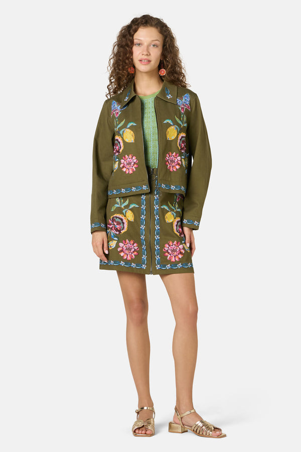 Gorman - Floral Symphony Twill Jacket - khaki