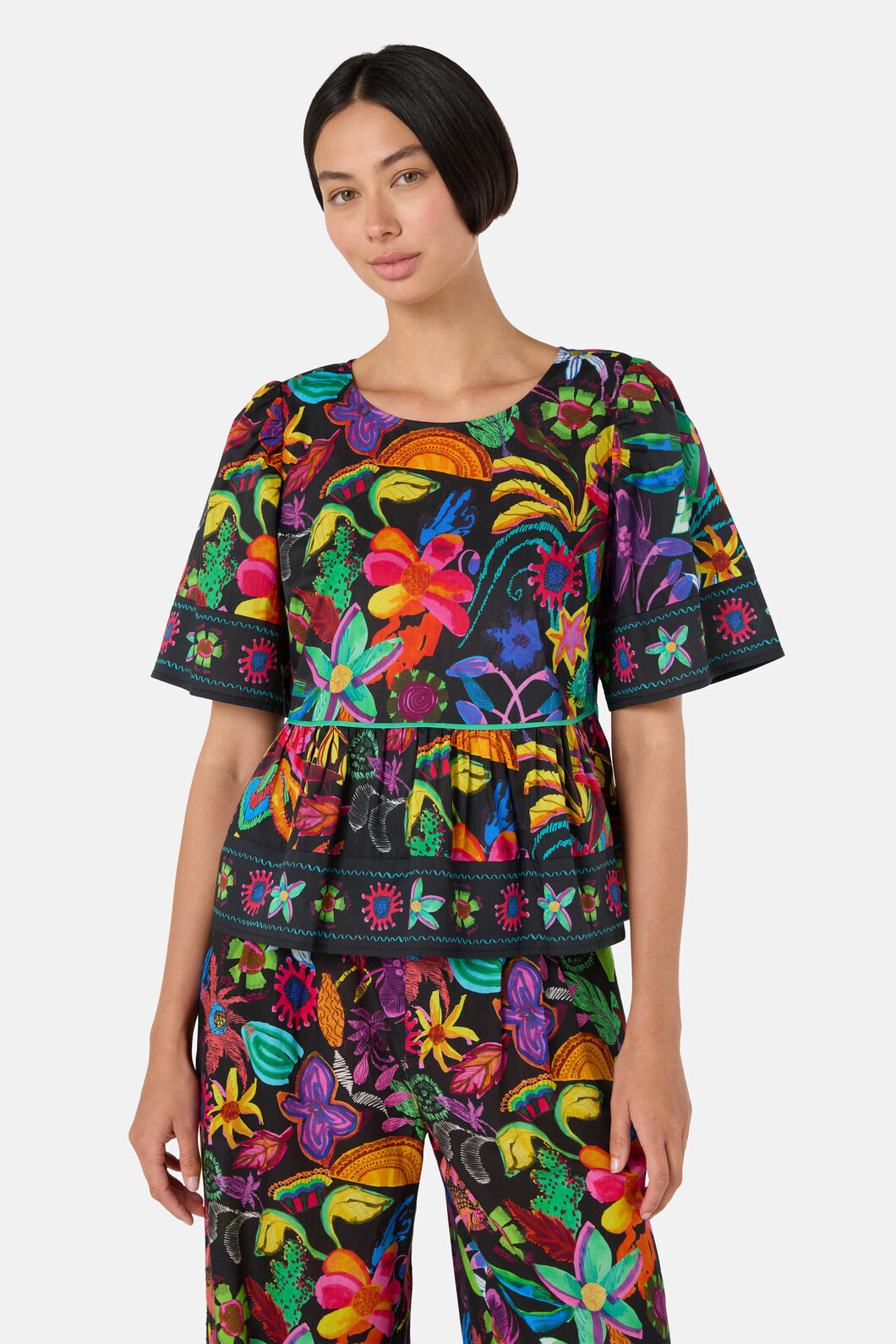 Gorman - Papaya Palm Ruffle Top - print