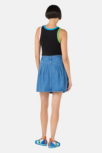 Gorman - Plait Denim Mini Skirt - mid-blue