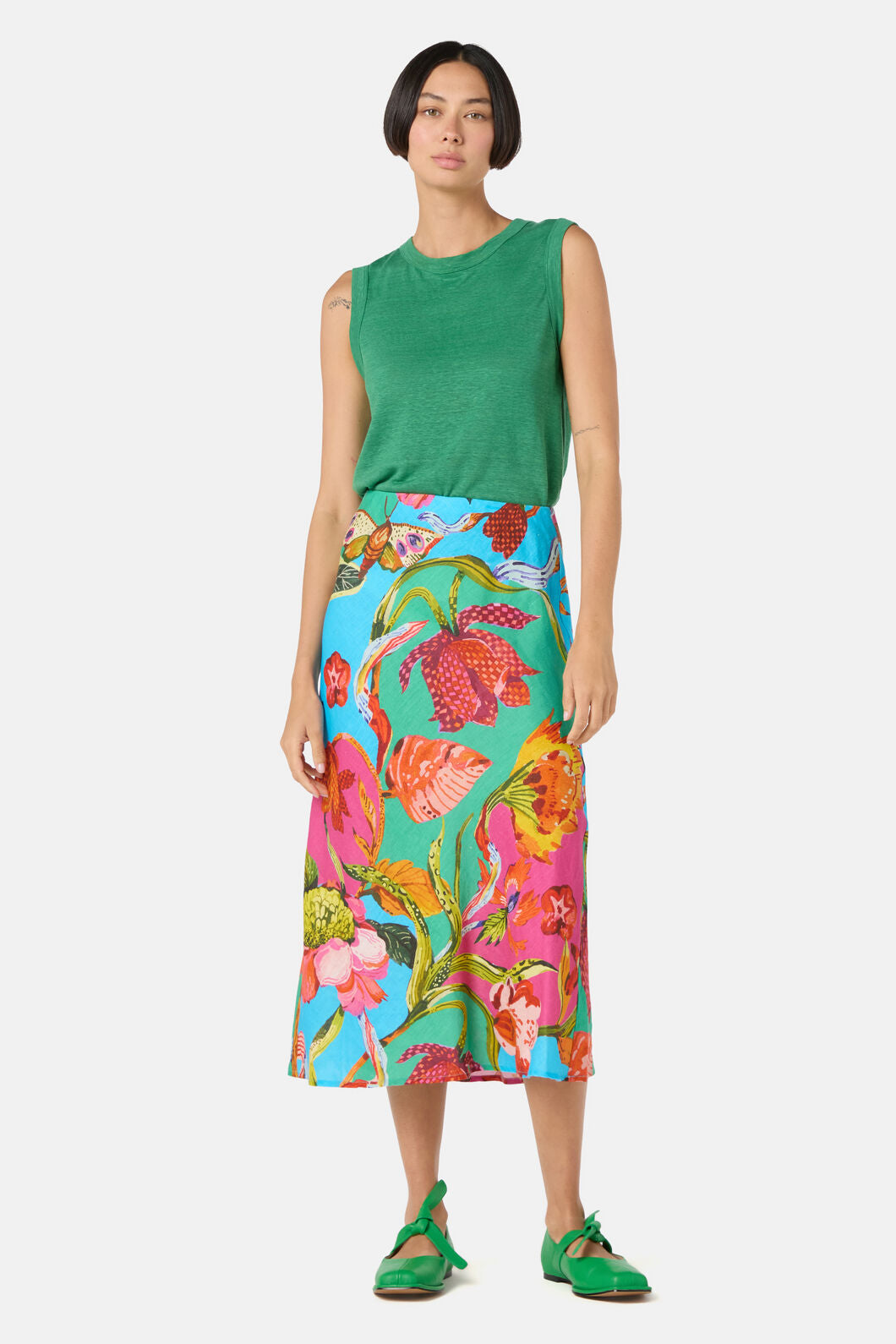 Gorman - Elara Print Linen Midi Skirt - print