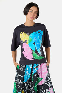 Gorman - Linework Embroidered Relaxed Tee - black