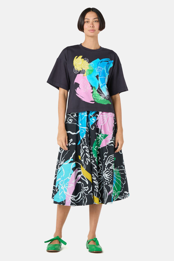 Gorman - Linework Embroidered Relaxed Tee - black