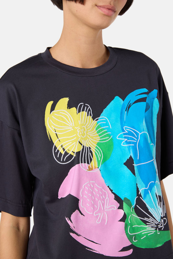 Gorman - Linework Embroidered Relaxed Tee - black