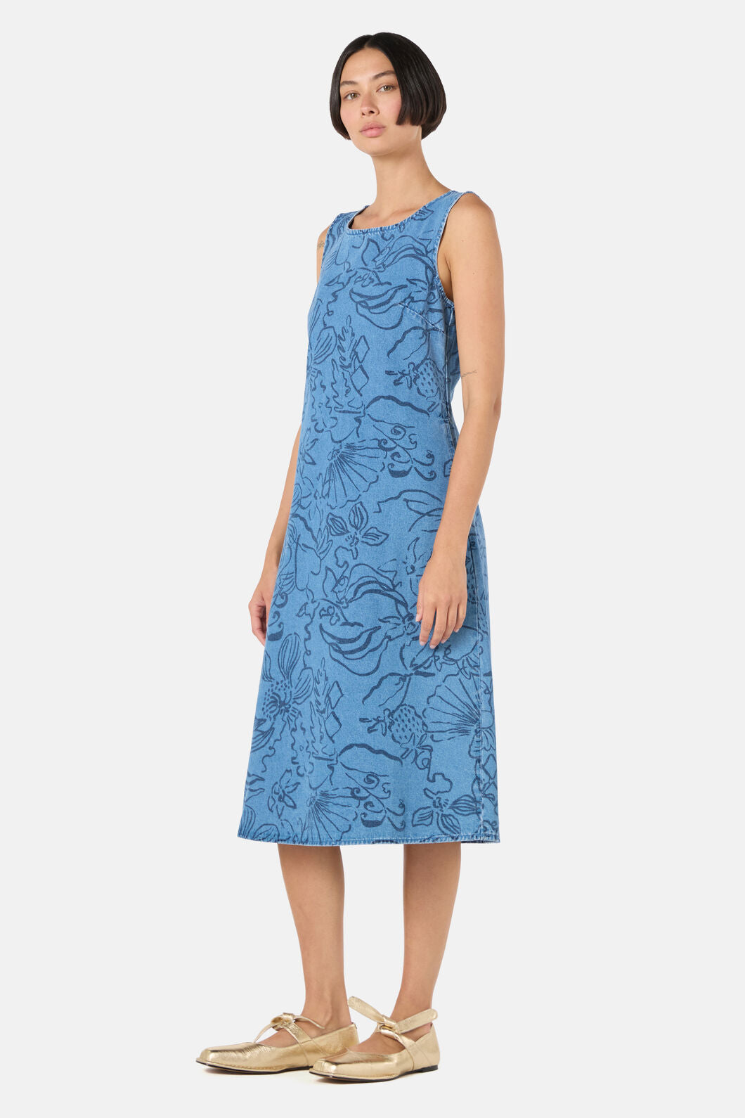 Gorman - Linework Slip Denim Dress - print