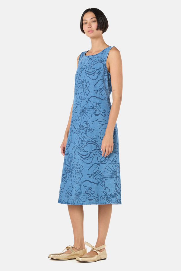 Gorman - Linework Slip Denim Dress - print
