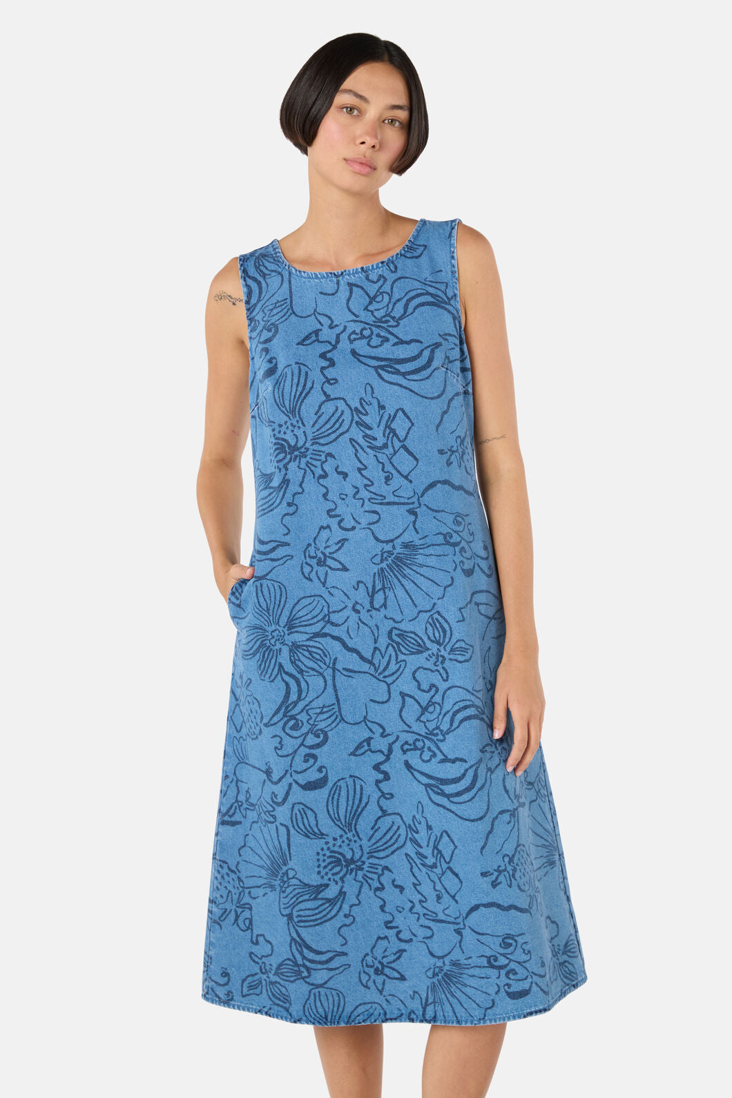 Gorman - Linework Slip Denim Dress - print