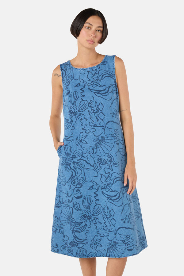 Gorman - Linework Slip Denim Dress - print