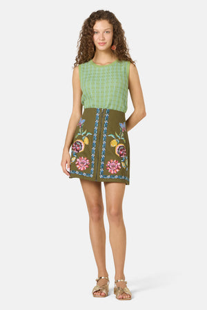 Gorman - Floral Symphony Mini Skirt - khaki