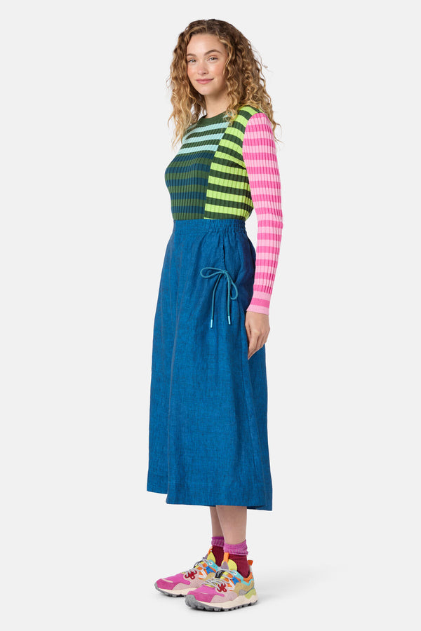 Gorman - Side Knot Shot Linen Skort - navy