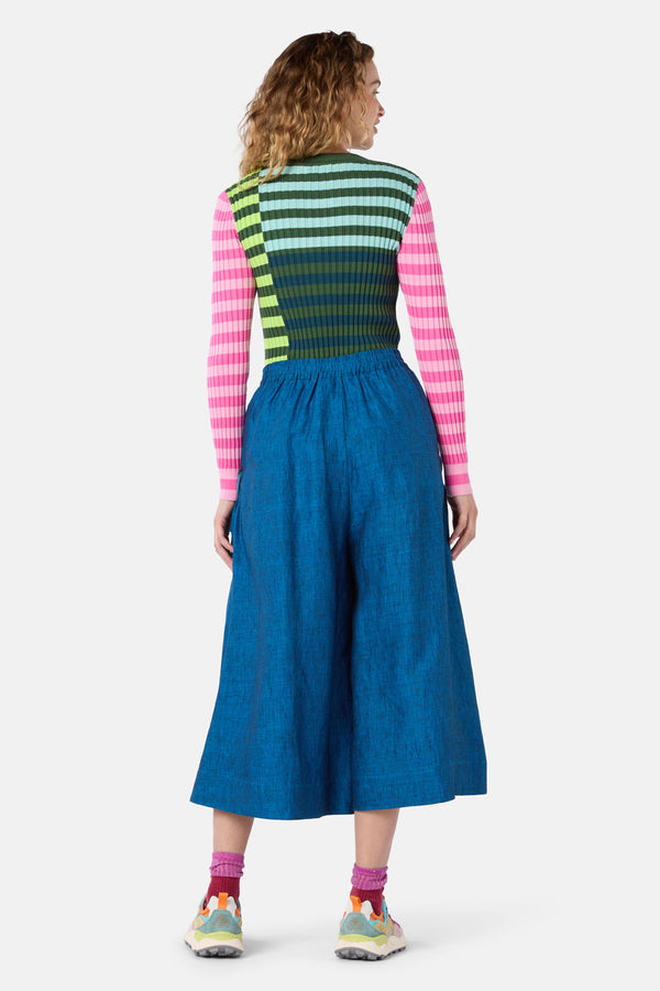 Gorman - Side Knot Shot Linen Skort - navy