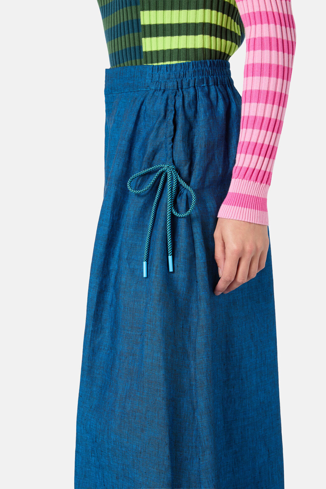Gorman - Side Knot Shot Linen Skort - navy