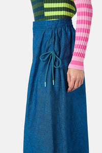 Gorman - Side Knot Shot Linen Skort - navy