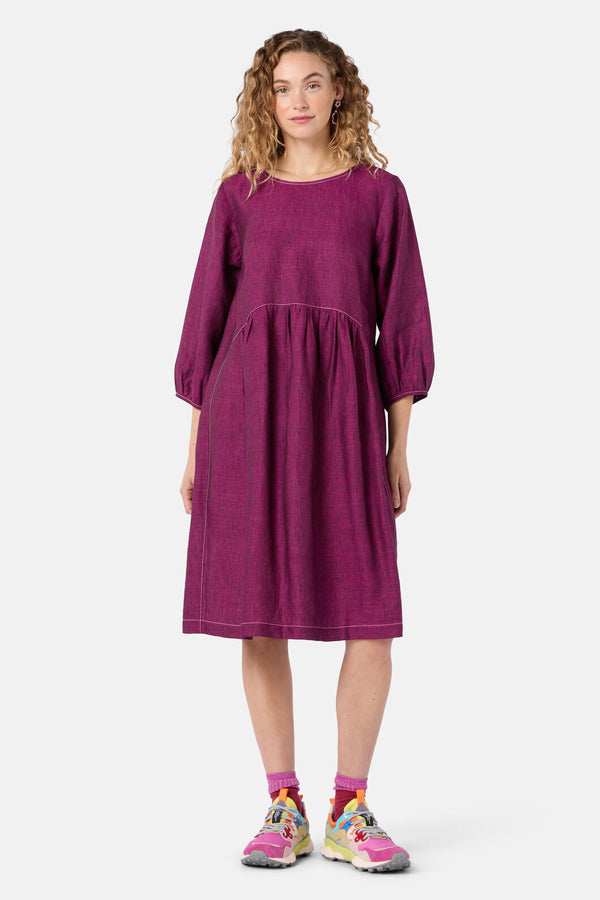 Gorman - Top Stitch Shot Linen Dress - pink