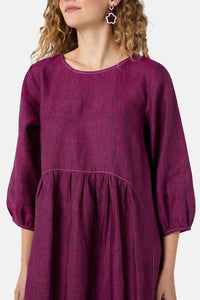 Gorman - Top Stitch Shot Linen Dress - pink