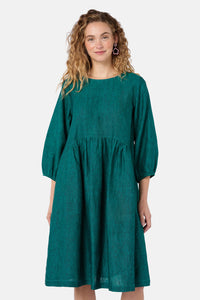 Gorman - Top Stitch Shot Linen Dress - green