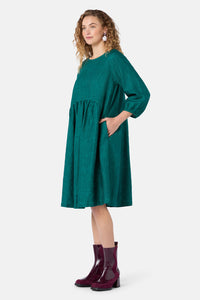 Gorman - Top Stitch Shot Linen Dress - green