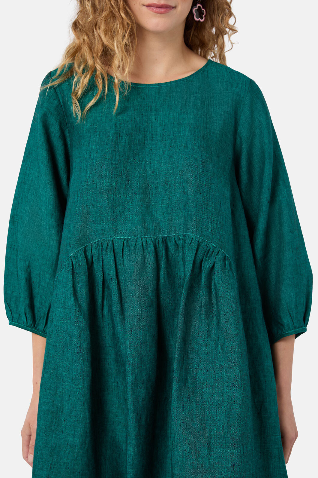 Gorman - Top Stitch Shot Linen Dress - green