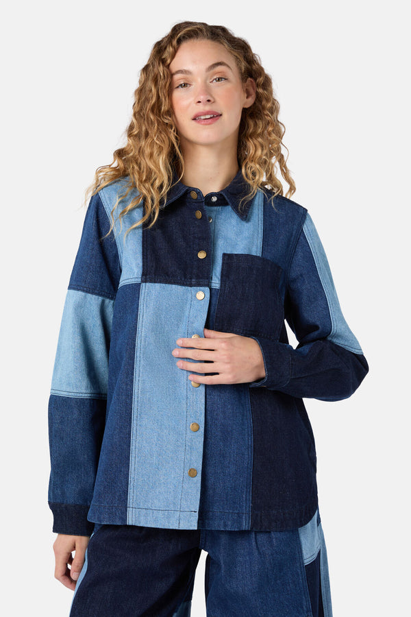 Gorman - Puzzle Spliced Denim Shirt - denim