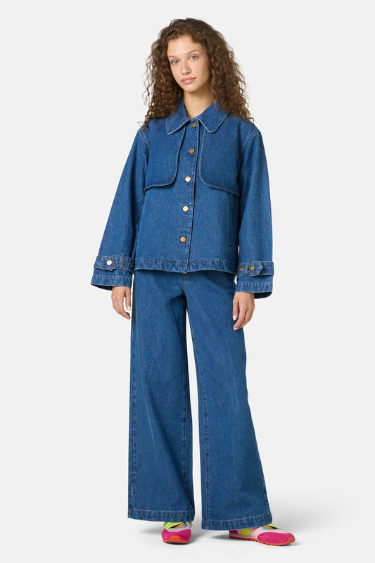 Gorman - Margaux Cropped Denim Jacket - mid-blue