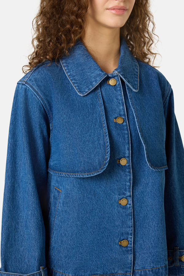 Gorman - Margaux Cropped Denim Jacket - mid-blue