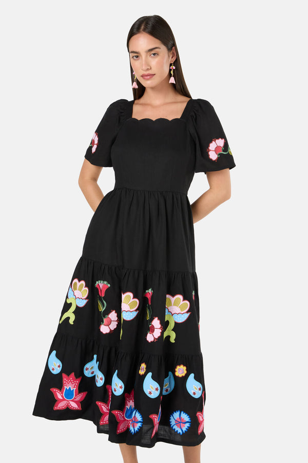Gorman - Paisley Parade Tiered Dress - black