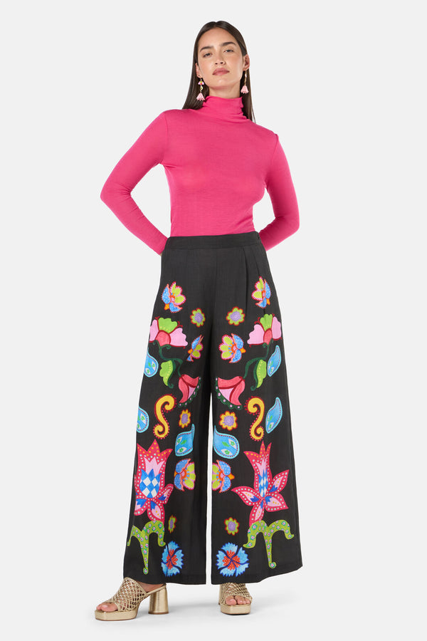 Gorman - Paisley Parade Print Pant - black